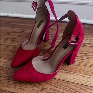 Elegant Red Suede Women's Heels